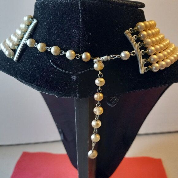 Vintage Six Strand Faux Pearl graduated necklace - Picture 3 of 8